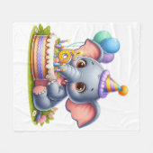 Schattige Olifant 6de Verjaardag Fleece Deken (Voorkant (Horizontaal))
