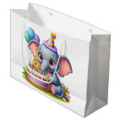 Schattige Olifant 6de Verjaardag Groot Cadeauzakje (Voorkant Gekanteld)