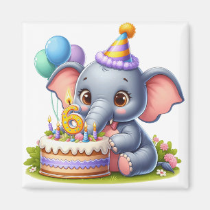 Schattige Olifant 6de Verjaardag Magneet