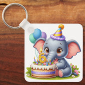 Schattige Olifant 6de Verjaardag Sleutelhanger (Voorkant)