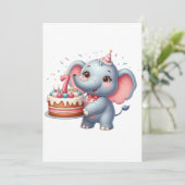 Schattige Olifant 7e Verjaardag Bedankkaart (Staand voorkant)