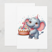Schattige Olifant 7e Verjaardag Bedankkaart (Voorkant / Achterkant)