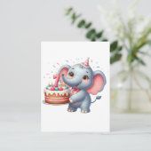 Schattige Olifant 7e Verjaardag Briefkaart (Staand voorkant)