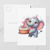 Schattige Olifant 7e Verjaardag Briefkaart (Voorkant / Achterkant)