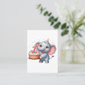 Schattige Olifant 7e Verjaardag Contactkaartje (Staand voorkant)