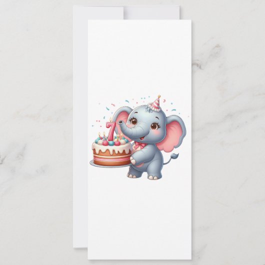 Schattige Olifant 7e Verjaardag Kaart (Voorkant)