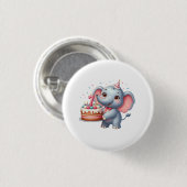 Schattige Olifant 7e Verjaardag Ronde Button 3,2 Cm (Voorkant /achterkant)