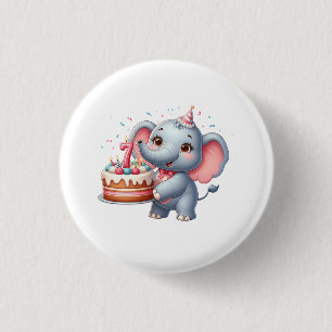 Schattige Olifant 7e Verjaardag Ronde Button 3,2 Cm
