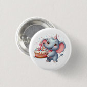 Schattige Olifant 7e Verjaardag Ronde Button 3,2 Cm (Voorkant /achterkant)