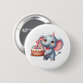 Schattige Olifant 7e Verjaardag Ronde Button 5,7 Cm (Voorkant /achterkant)