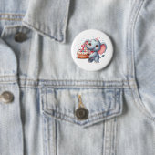 Schattige Olifant 7e Verjaardag Ronde Button 5,7 Cm (In situ)