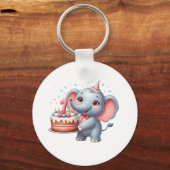 Schattige Olifant 7e Verjaardag Sleutelhanger (Voorkant)