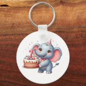 Schattige Olifant 7e Verjaardag Sleutelhanger (Voorkant)