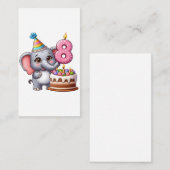 Schattige Olifant 8e Verjaardag Informatiekaartje (Voorkant / Achterkant)