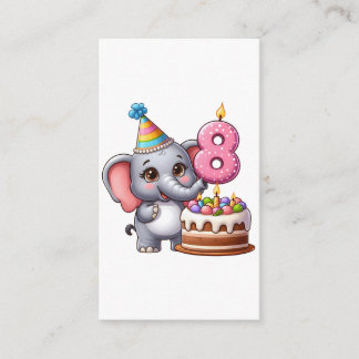 Schattige Olifant 8e Verjaardag Informatiekaartje