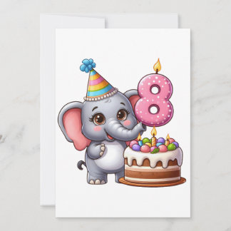 Schattige Olifant 8e Verjaardag Kaart