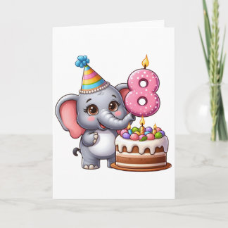 Schattige Olifant 8e Verjaardag Kaart