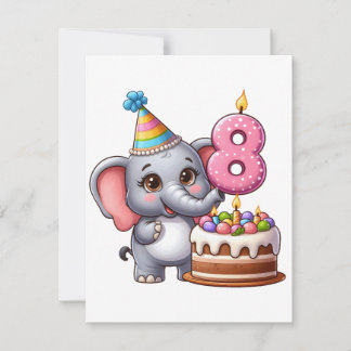 Schattige Olifant 8e Verjaardag Notitiekaartje