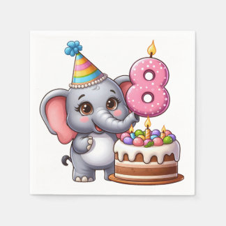 Schattige Olifant 8e Verjaardag Servet