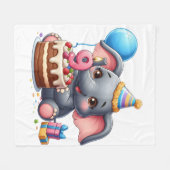 Schattige Olifant 9e Verjaardag Fleece Deken (Voorkant (Horizontaal))