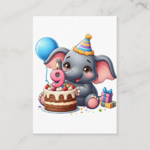 Schattige Olifant 9e Verjaardag Informatiekaartje