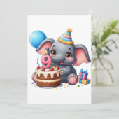Schattige Olifant 9e Verjaardag Kaart (Staand voorkant)