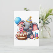 Schattige olifant 9e verjaardag kaart (Staand voorkant)
