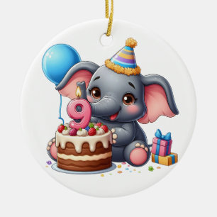 Schattige olifant 9e verjaardag keramisch ornament