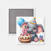 Schattige olifant 9e verjaardag magneet (Voorkant / Achterkant)