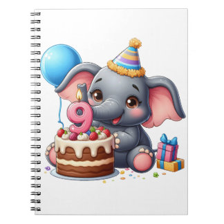 Schattige olifant 9e verjaardag notitieboek