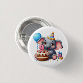 Schattige Olifant 9e Verjaardag Ronde Button 3,2 Cm (Voorkant /achterkant)