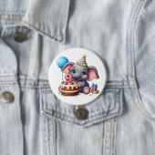 Schattige Olifant 9e Verjaardag Ronde Button 7,6 Cm (In situ)