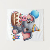 Schattige olifant 9e verjaardag wandkleed (Voorkant (horizontaal))