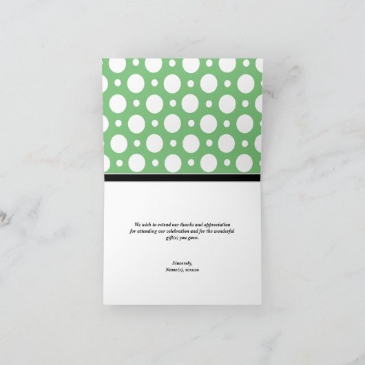 Schattige Olifant aangepaste Groene Polka Dot Kaar Bedankkaart (Binnen)