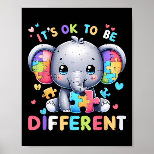 Schattige Olifant Autisme Bewustzijn Het Is Ok Om  Poster