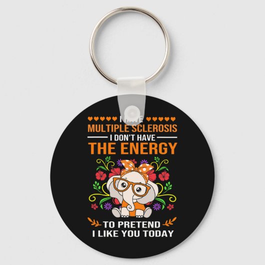 Schattige Olifant Awareness Multiple Sclerosis War Sleutelhanger (Voorkant)
