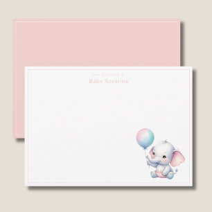 Schattige Olifant Baby Blush Roze Kinderkamer Beda Notitiekaartje