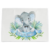 Schattige Olifant Baby Boy Baby shower Groot Cadeauzakje (Voorkant)