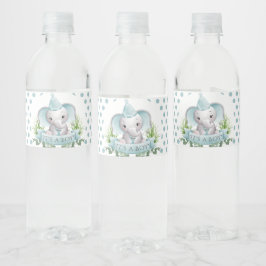 Schattige Olifant Baby Boy Baby shower Waterfles Etiket