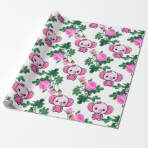 Schattige Olifant Baby Meisje Verjaardag Wrapping 