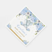 Schattige Olifant Baby shower Blauw Bloemen Servet (Hoek)