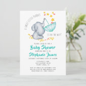 Schattige Olifant Baby shower Genderneutraal Kaart (Staand voorkant)