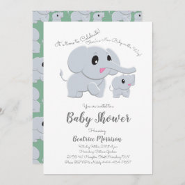 Schattige Olifant Baby shower Groen Genderneutraal Kaart