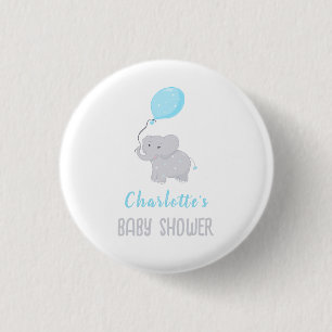 Schattige Olifant Baby Shower Jongen Ronde Button 3,2 Cm