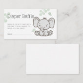Schattige Olifant Baby shower Luier Raffle Informatiekaartje (Voorkant / Achterkant)