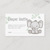 Schattige Olifant Baby shower Luier Raffle Informatiekaartje (Voorkant)