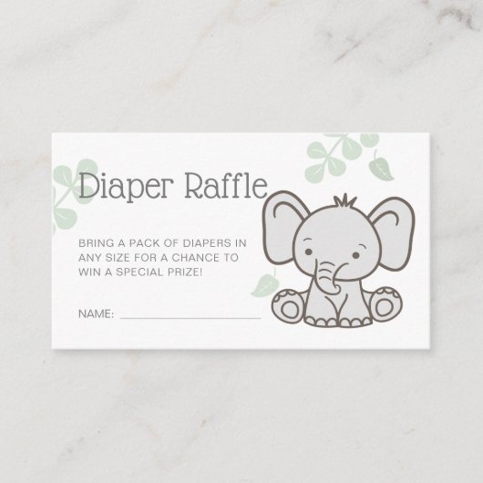 Schattige Olifant Baby shower Luier Raffle Informatiekaartje (Voorkant)