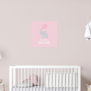Schattige Olifant Baby Shower Meisje Poster