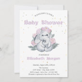 Schattige olifant, Baby shower sterrenbloemen Kaart (Voorkant)