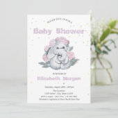 Schattige olifant, Baby shower sterrenbloemen Kaart (Staand voorkant)